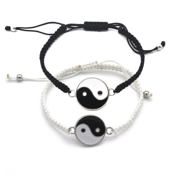 1 Set Tai Chi Couple Necklaces For Women Men Best Friends Yin Yang Paired Pendants Charms Braided Chain Couple Bracelet Necklace