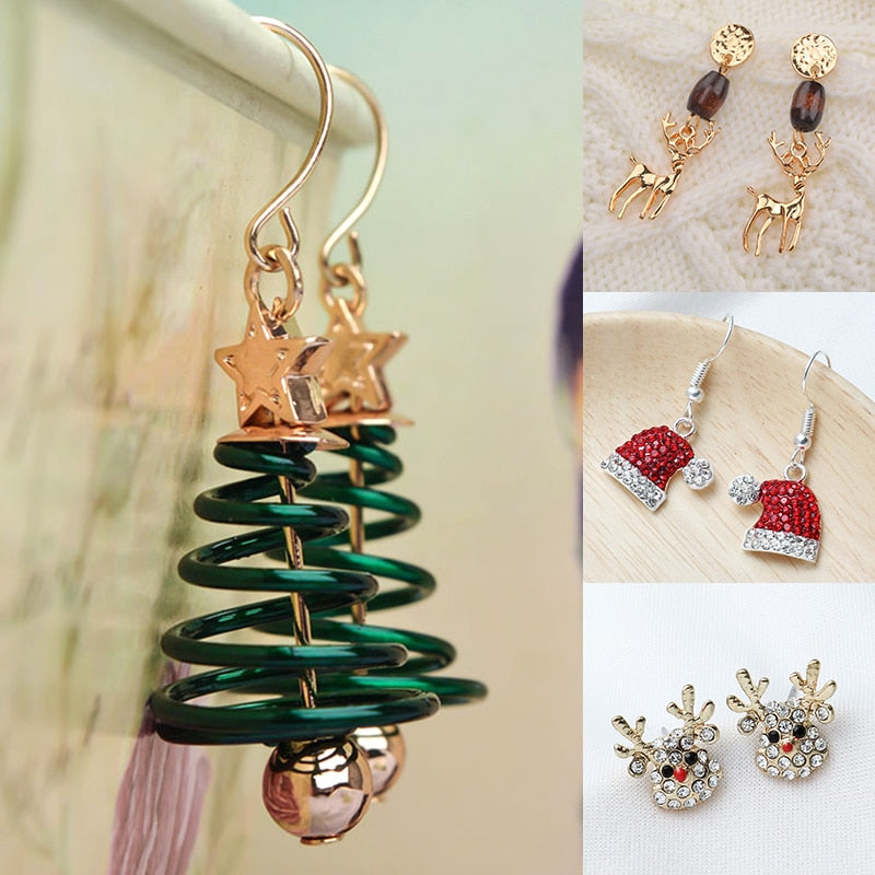 New Trendy Statement Christmas Tree Earrings For Women Santa Claus Snowman Drop Earrings Jewelry Girls Christmas Gifts Wholesale