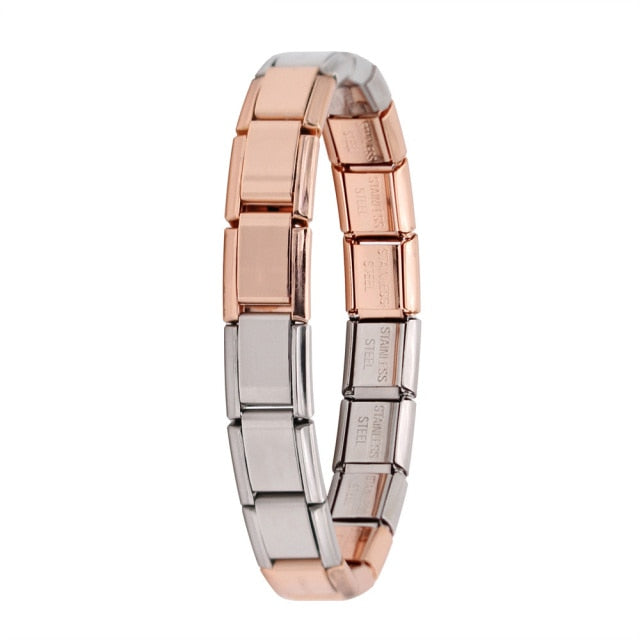 New Women's Jewelry 9mm Width Itanlian Elastic Charm Bracelet Fashion Stainless Steel Bangle ST-