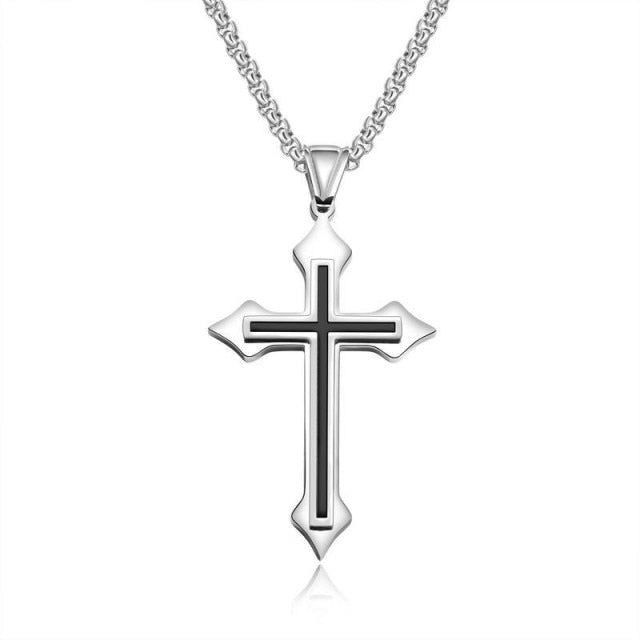Punk Cool Street Style Necklaces Vintage Gothic Cross Pendant Necklace for Men and Women Hip-pop Neck Chain Jewelry Gift