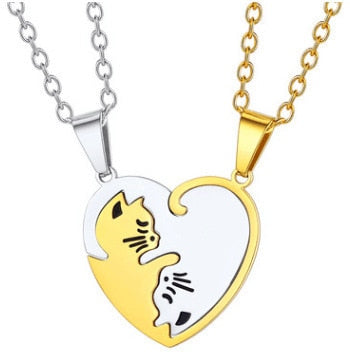1 Pair Cartoon Cute Couples Men Women Paired Pendants Necklace Hip Hop Fashion Chain Girl Accessories Student Sisters Girlfriend
