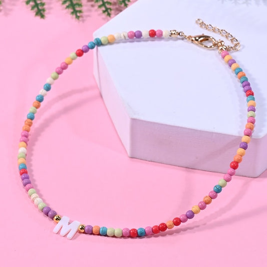 Bohemia Beaded Choker Necklace For Women Short Boutique DIY A-Z Letter Shell Pendant Female Neck Chains Bead Party Jewelry 2021