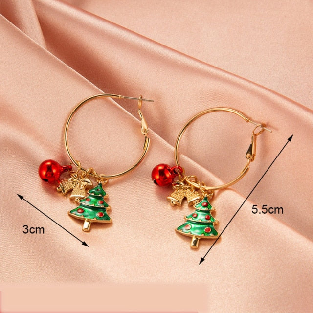 New Trendy Statement Christmas Tree Earrings For Women Santa Claus Snowman Drop Earrings Jewelry Girls Christmas Gifts Wholesale
