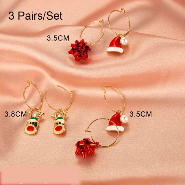 New Trendy Statement Christmas Tree Earrings For Women Santa Claus Snowman Drop Earrings Jewelry Girls Christmas Gifts Wholesale