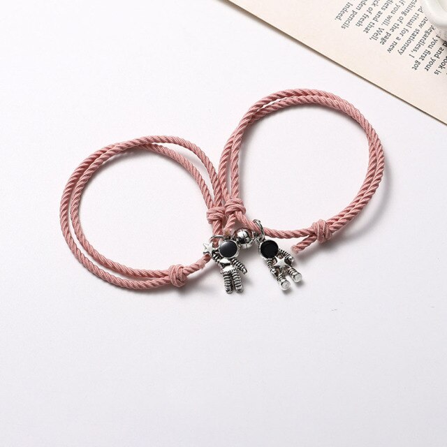 Couple Bracelet Astronaut Small Rubber Band to Send Girlfriend Boyfriend Magnet Stone Bell Bracelet Knot Head Rope Jewelry