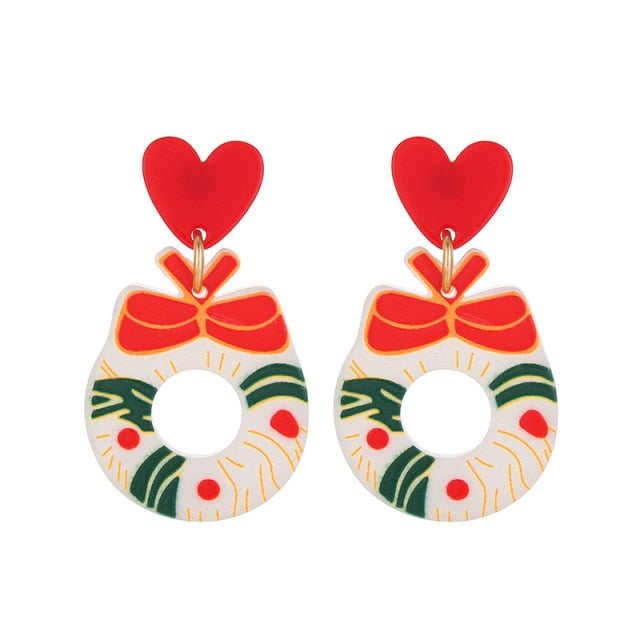 New Trendy Statement Christmas Tree Earrings For Women Santa Claus Snowman Drop Earrings Jewelry Girls Christmas Gifts Wholesale