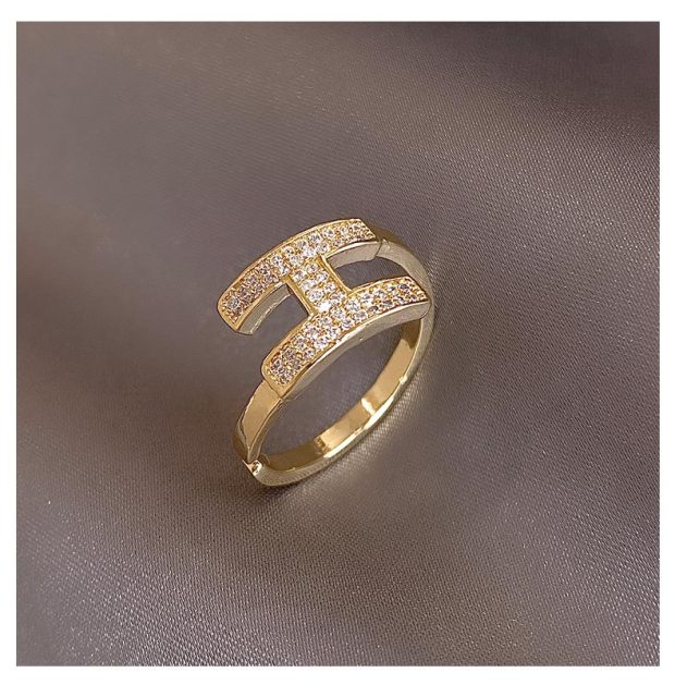 Korea New  Fashion Jewelry Exquisite 14K Real Gold Plated AAA Zircon Ring Elegant Women's Opening Adjustable Wedding Gift