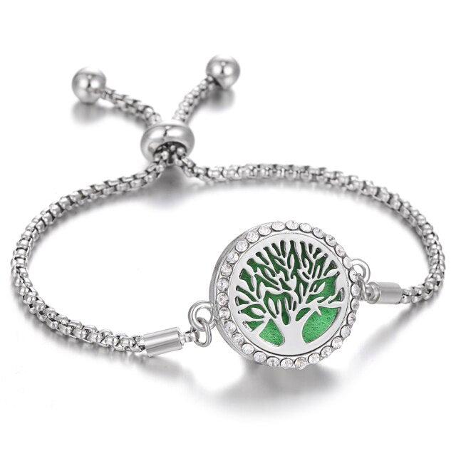 Aromatherapy Bracelet Diffuser Jewelry Christmas Adjustable Chain Tree of life Flower Aroma Braceles Perfume Locket Bracelet
