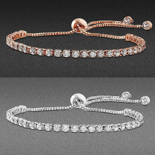 Fashion Charm CZ Tennis Bracelet for Women Crystal Zircon Jewelry Adjustable Gold Silver Color Box Chain Bracelets Gift