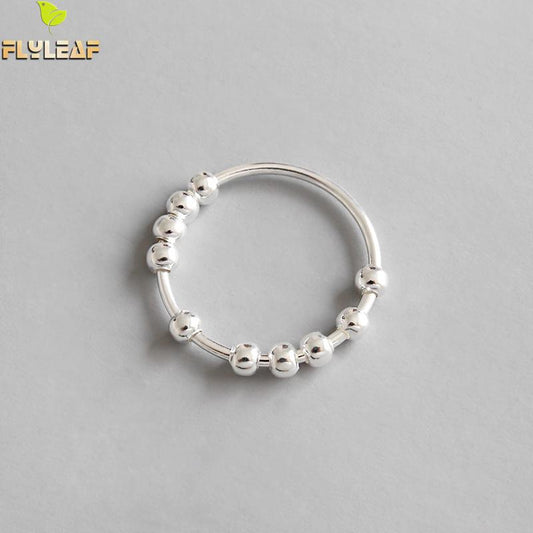 100% 925 Sterling Silver Beaded Open Rings For Women 2018 New Trend INS Simple Style Lady Fashion Jewelry